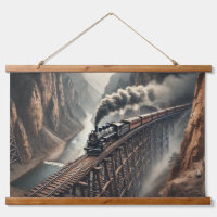 Vintage Steam Train Crossing a Majestic Canyon