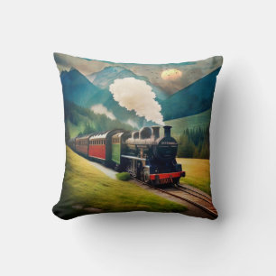 Vintage Steam Train Cushion