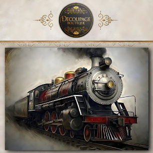 Vintage Steam Train Decoupage Tissue Paper
