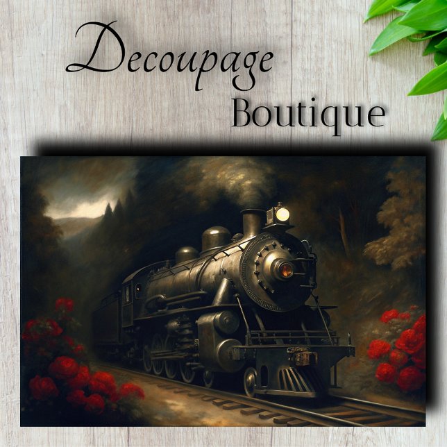 Vintage Steam Train Decoupage Tissue Paper (Vintage Steam Train Decoupage Tissue Paper)