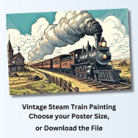 Vintage Steam Train Drawing