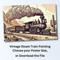 Vintage Steam Train Drawing
