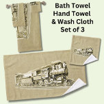 Vintage Steam Train Engine Locomotive Drawing Bath Towel Set<br><div class="desc">Vintage Steam Train for any train enthusiast - - See Lots More Train Theme Gifts in my store - Have a look NOW! - there will be something you love!</div>