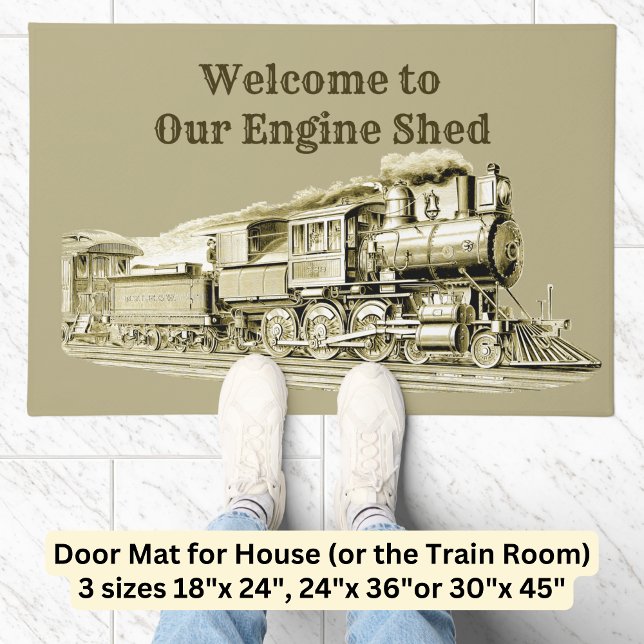 Vintage Steam Train Engine Locomotive Sepia Doormat (Creator Uploaded)