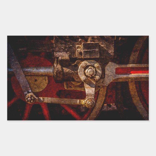 Vintage steam train gear rectangular sticker (Front)