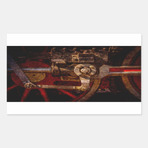 Vintage steam train gear rectangular sticker