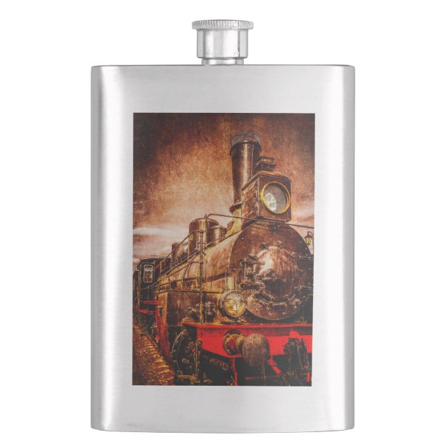 Vintage steam train hip flask (Front)