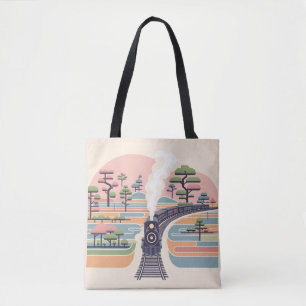 Vintage Steam Train in a Dreamy Pastel Forest - Mi Tote Bag