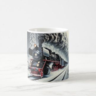 Vintage Steam Train in a Snowy Forest  Coffee Mug