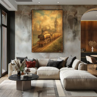Vintage Steam Train London – Mid-Century Retro Art