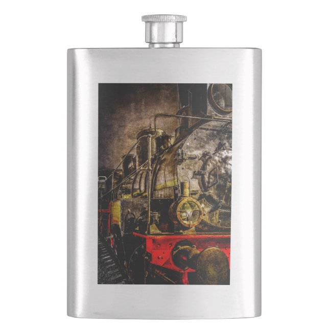 Vintage Steam Train - Old Timer Hip Flask (Front)