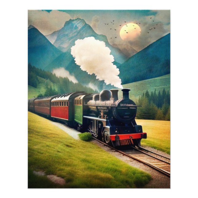 Vintage Steam Train Photo Print (Front)
