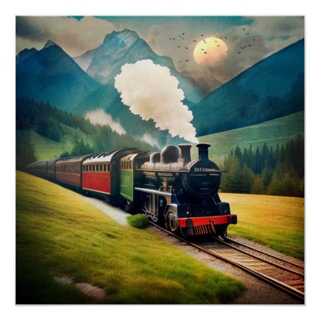 Vintage Steam Train Poster (Front)