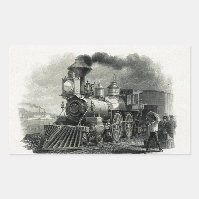 Vintage Steam Train Rectangular Sticker (Front)