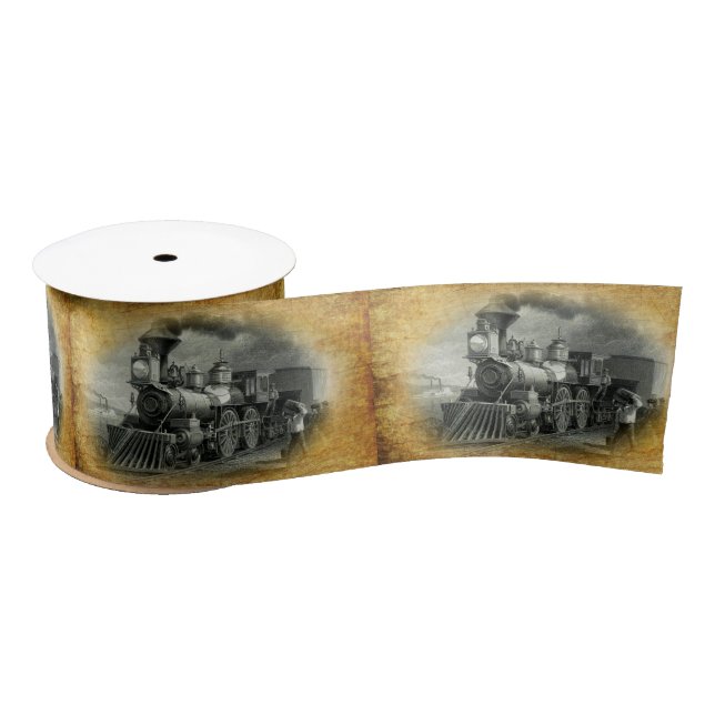 Vintage Steam Train Satin Ribbon (Spool)