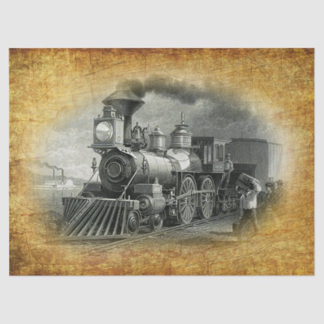 Vintage Steam Train Tissue Paper (Front)