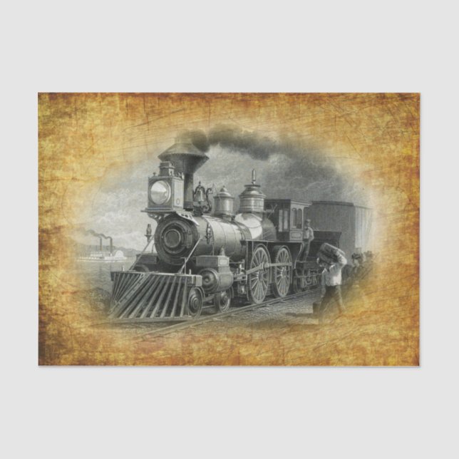Vintage Steam Train Tissue Paper (Front)