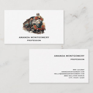 Vintage Steam Train Traditional Christmas Business Card