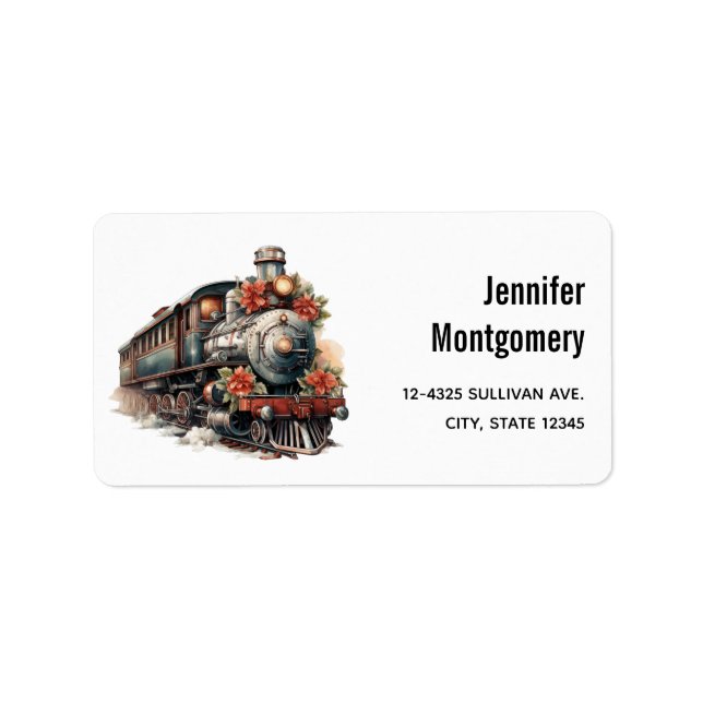 Vintage Steam Train Traditional Christmas Label (Front)