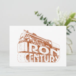 Vintage Steam Train Typography Iron Century Invitation