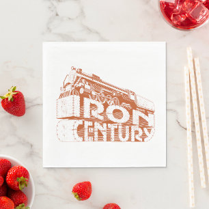 Vintage Steam Train Typography Iron Century Napkin