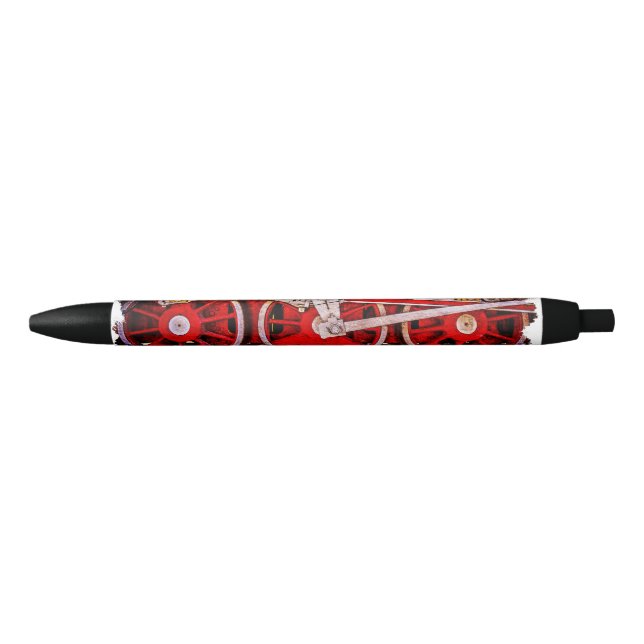 Vintage Steam Train Wheels Black Ink Pen (Front)