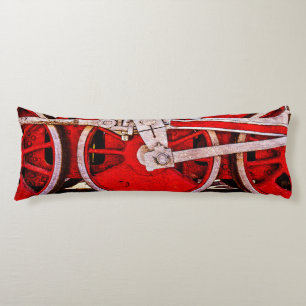 Vintage Steam Train Wheels Body Cushion