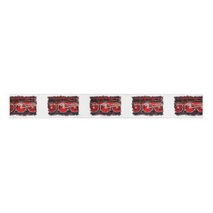Vintage Steam Train Wheels Grosgrain Ribbon