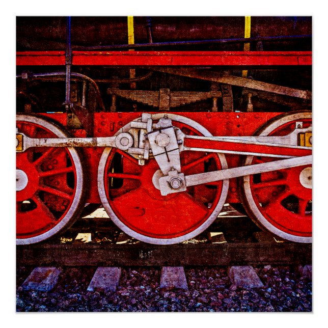 Vintage Steam Train Wheels Poster (Front)