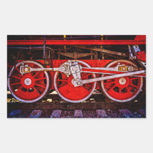 Vintage Steam Train Wheels Rectangular Sticker