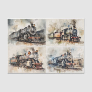 Vintage Steam Trains Tissue Paper