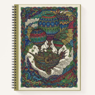 Vintage Steampunk Airship Voyage Ornate Journal