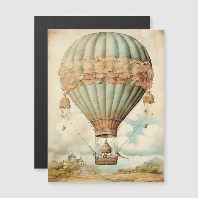 Vintage Steampunk Blue Hot Air Balloon (Front/Back)