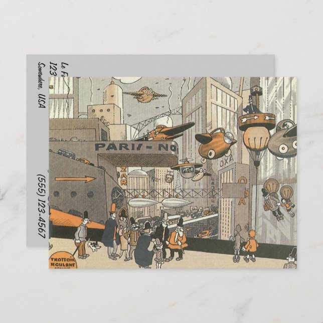 Vintage Steampunk Bon Voyage Party Invitation (Front/Back)