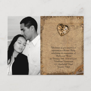 Vintage Steampunk Bride Wedding Engagement Invitation