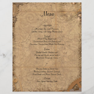 Vintage Steampunk Bride Wedding Menu