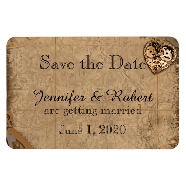 Vintage Steampunk Bride Wedding Save the Date Magnet (Horizontal)