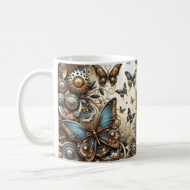 Vintage Steampunk Butterflies  Coffee Mug (Left)