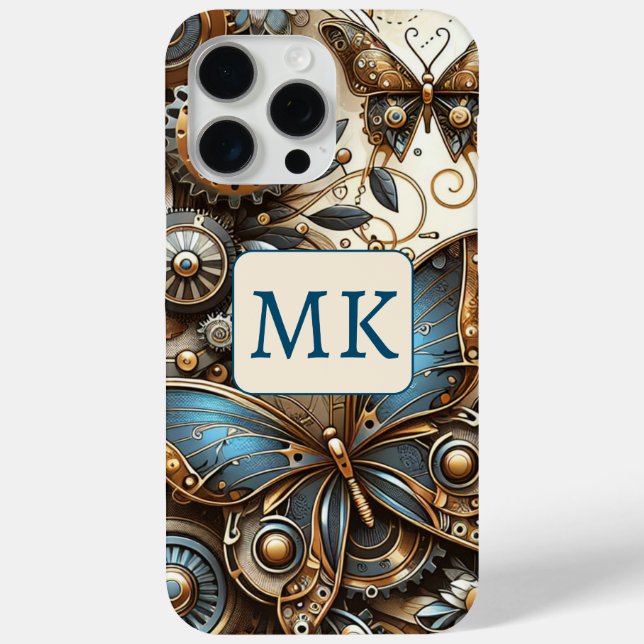 Vintage Steampunk Butterflies Monogrammed Case-Mate iPhone Case (Back)