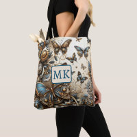 Vintage Steampunk Butterflies Monogrammed