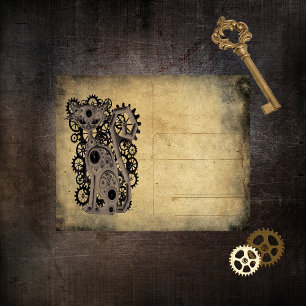 Vintage Steampunk Cat Scrapbook Paper