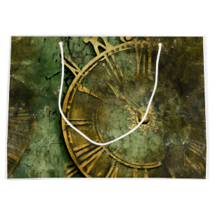 Vintage Steampunk Clockwork Emerald Large Gift Bag