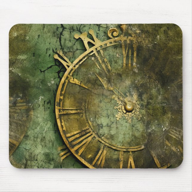 Vintage Steampunk Clockwork Emerald Mouse Pad (Front)