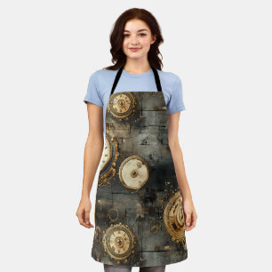 Vintage Steampunk Clockwork Gears Bronze Black Apron