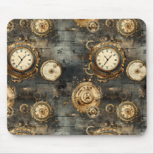 Vintage Steampunk Clockwork Gears Bronze Black Mouse Pad