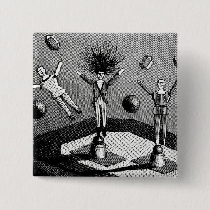 Vintage Steampunk Dolls Peiffer Electrophorus 15 Cm Square Badge