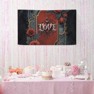 Vintage steampunk elegance clockwork Roses of Love Banner