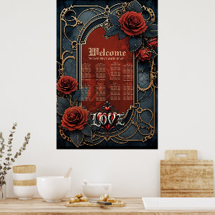 Vintage steampunk elegance clockwork Roses of Love Poster