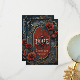 Vintage steampunk elegance clockwork Roses of Love Thank You Card