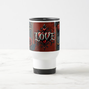 Vintage steampunk elegance clockwork Roses of Love Travel Mug